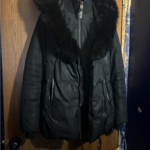 Mackage Black Puffer Jacket with Fur Trim - Picture 1 of 9